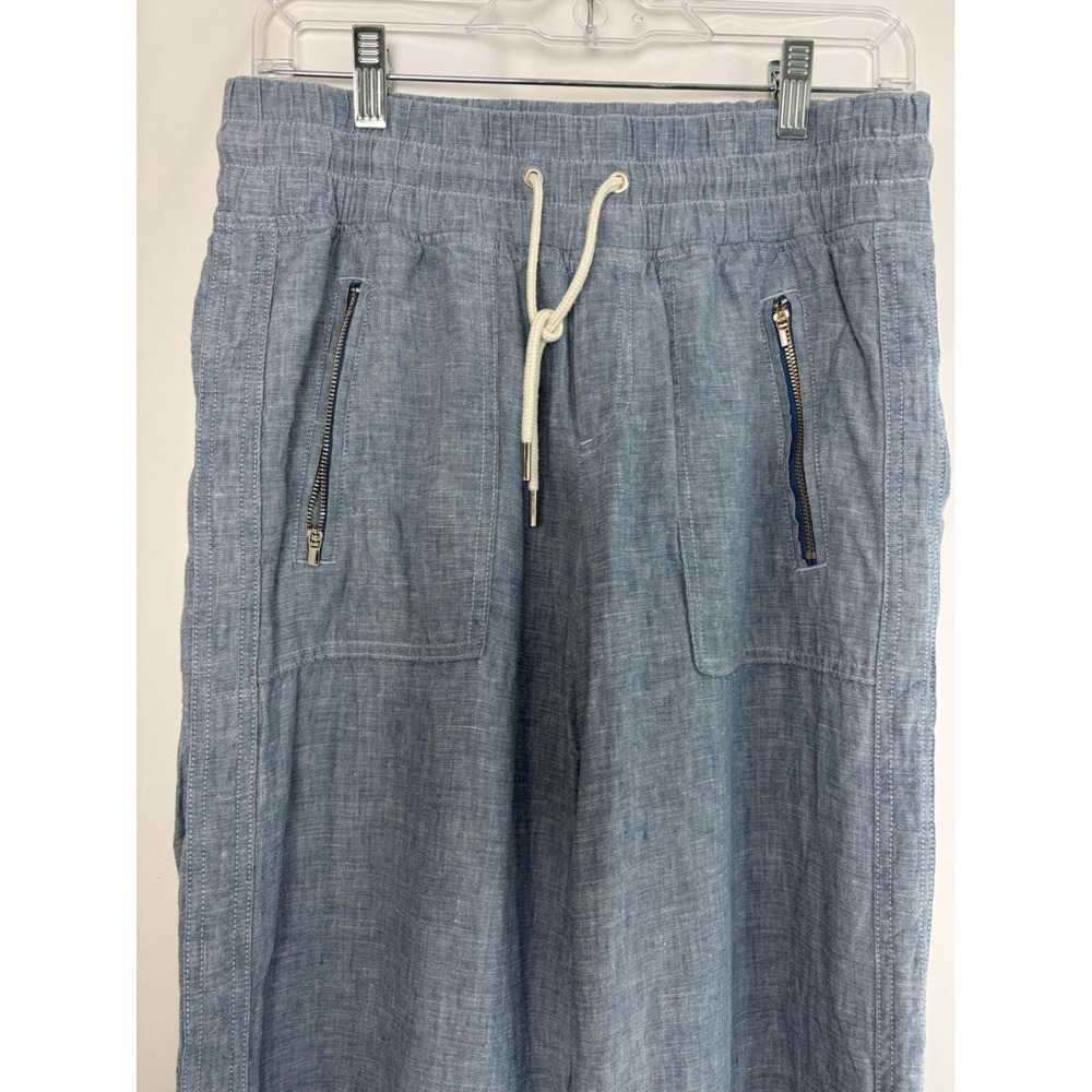 Athleta Cabo Linen Wide Leg Pants Chambray Drawstring Size 2 Resort European - Picture 2 of 8